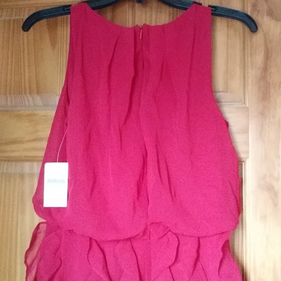 Cascade Ruffle Deep Red Dress 8 - Picture 7 of 10